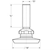 drawing of Swivel Empress Adjustable Glide without Decorative Shel