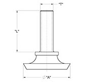 drawing of the Non-Swivel Empress Adjustable Glide Series 005/Series 018