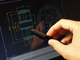 designer working on cad blueprint